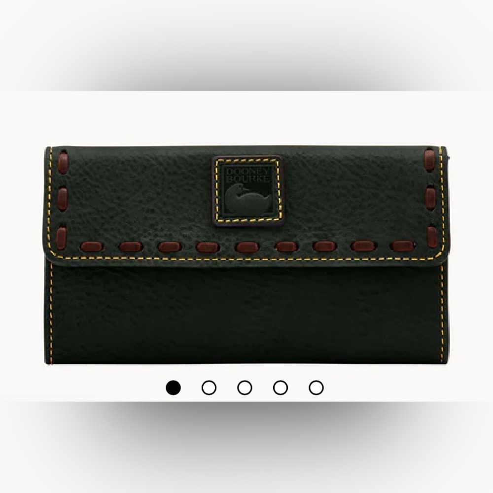 Dooney & Bourke Black Wallet Florentine Continental Clutch Black Stitching